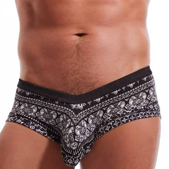 N2N Bodywear Size L Provence Micro Boxer Briefs/Trunks - Black/White - Batik - Picture 12 of 14